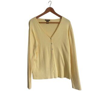Esperanto Women's Sweater 100% Cotton Ribbed V-Neck Button Down Knit Cardigan L